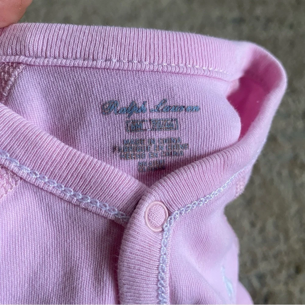 Ralph Lauren Logo Embroidered Baby Grow Onesie Sleeper 100% cotton Snap Closure